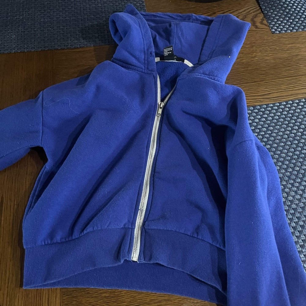 blue cropped zip up